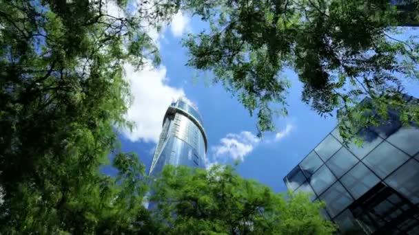 Stedelijke glazen voorgevel centrum stad gebouw, Verenigde Staten — Stockvideo