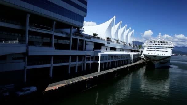 Vancouver Kanada yer cruise gemi terminali — Stok video