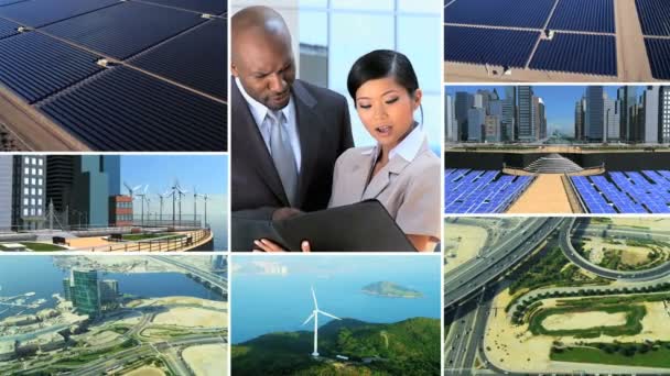 CG vídeo montagem Asian African American Energy Business — Vídeo de Stock