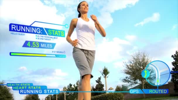 Treino de corredor feminino na estrada — Vídeo de Stock