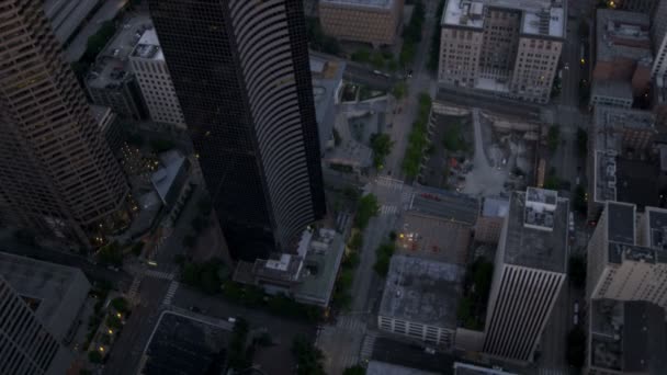 Aerial dusk overhead view Seattle skyscrapers Business Centre, USA — Stock Video