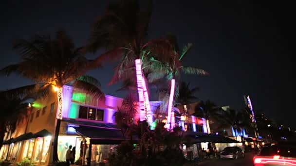 Ocean drive üzerinde sürüş gece — Stok video