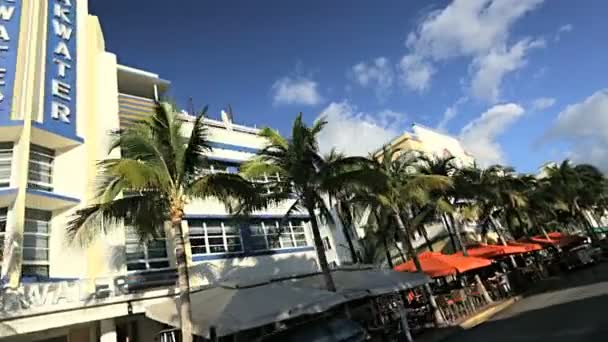 Restaurants op ocean drive — Stockvideo