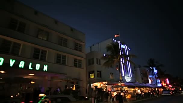 Night driving on Ocean Drive — Stock Video