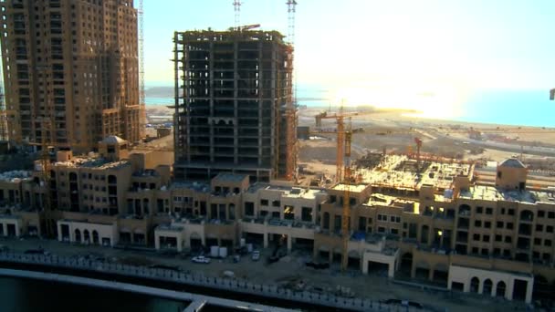 Construção e desenvolvimento do litoral urbano — Vídeo de Stock