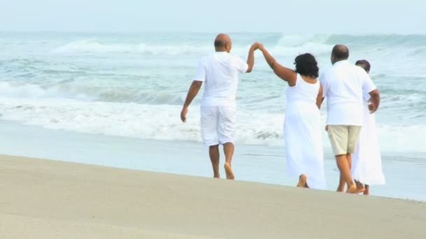 Folk som går på stranden — Stockvideo