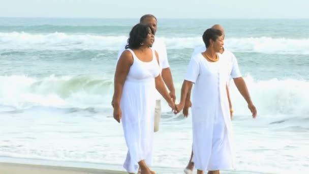 African American Senior Couples Retirement Lifestyle — Stock Video