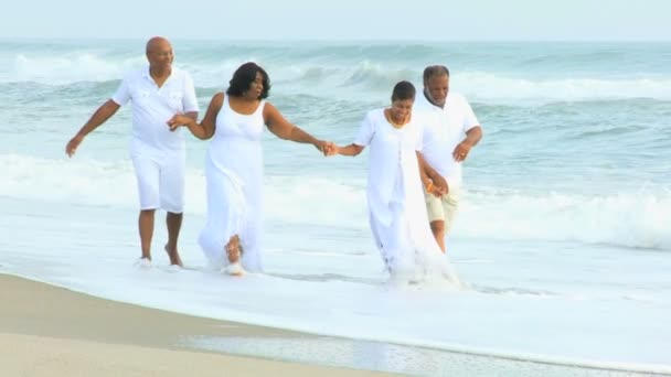 People walking on the beach — Stock Video