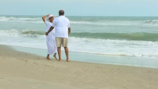 Casal andando na praia — Vídeo de Stock