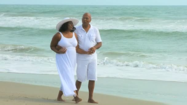 Pareja caminando en la playa — Vídeos de Stock