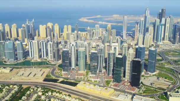 Aerial Skyline view Dubai city — Stock Video