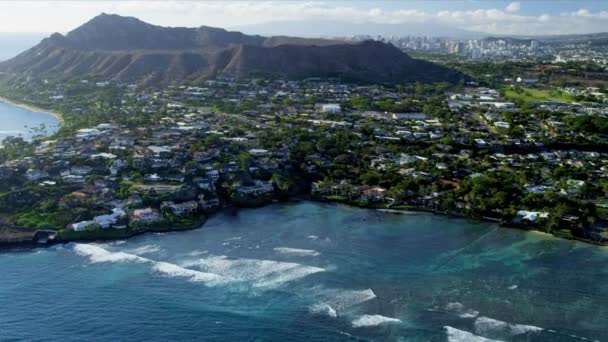 Luchtfoto van Diamond Head, Hawaii — Stockvideo