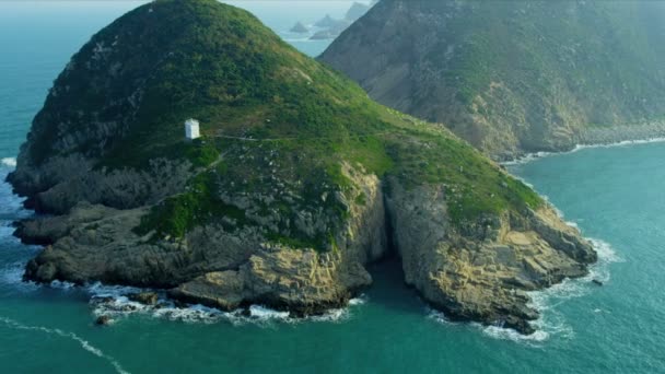 Luchtfoto kust eilanden nr Hongkong — Stockvideo