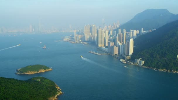 Letecký pohled na nižší hong kong ostrov — Stock video