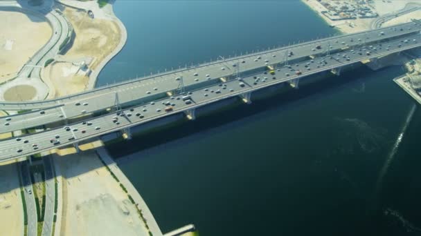 Widok z lotu ptaka firmy bay bridge, dubai — Wideo stockowe