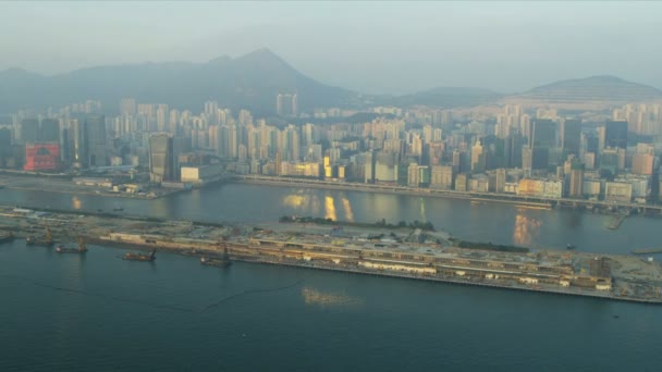 Vista aérea del antiguo aeropuerto de Hong Kong — Vídeo de stock