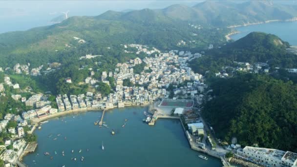 Вид с воздуха на Юнг Шу Ван Гонконг — стоковое видео
