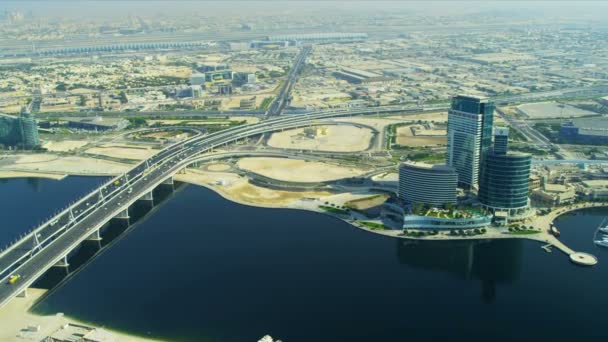 Vista aérea Business Bay Bridge, Dubai , — Vídeo de Stock
