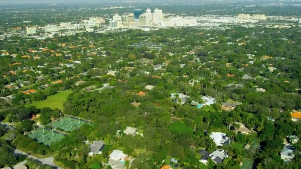 Propriedades residenciais exclusivas vista aérea nr Miami — Vídeo de Stock