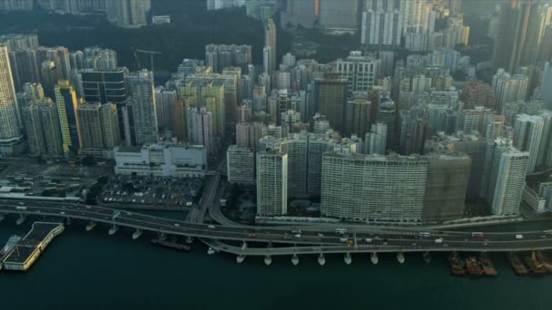 Vista aérea Causeway Bay Isla de Hong Kong — Vídeo de stock