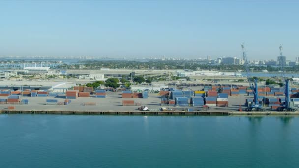 Porto de contêiner de transporte internacional de Miami — Vídeo de Stock