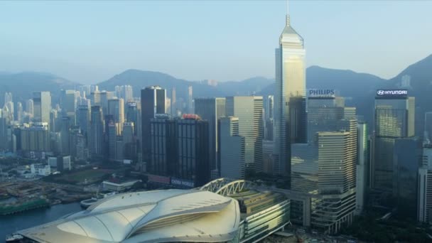 Vista aérea Victoria Harbour Hong Kong — Vídeo de stock