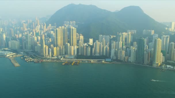 Vista aérea Victoria Harbour Hong Kong — Vídeo de stock