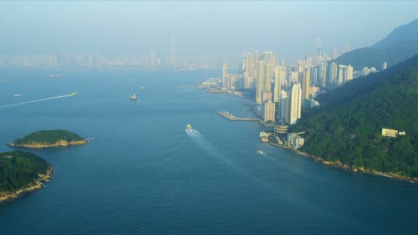 Widok z lotu ptaka niższe wyspy hong kong — Wideo stockowe