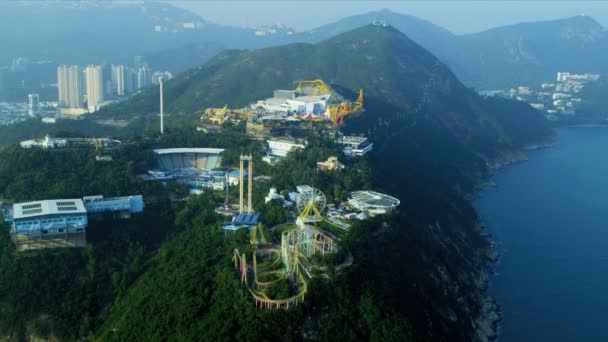 Vista aérea do Parque Temático Ocean Park Hong Kong — Vídeo de Stock