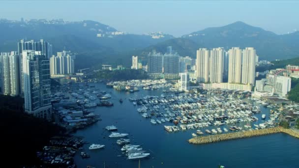 Sham Wan Towers and boat yard — Stock Video