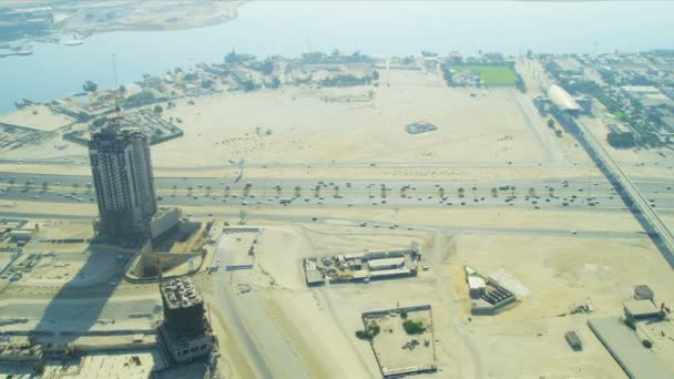 Aerial view desert expressway, Dubai — Stock Video