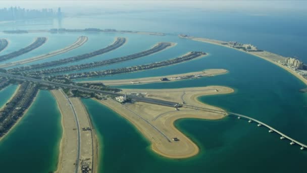 Вид с воздуха на Палм Джумейра, Дубай — стоковое видео