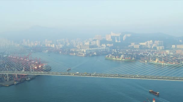 Vista aérea Stonecutters Road Bridge, Hong Kong — Vídeo de Stock