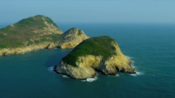 Vista aérea de la costa resistente nr Hong Kong — Vídeos de Stock