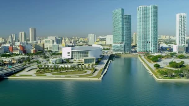 Luchtfoto american airlines arena, miami — Stockvideo