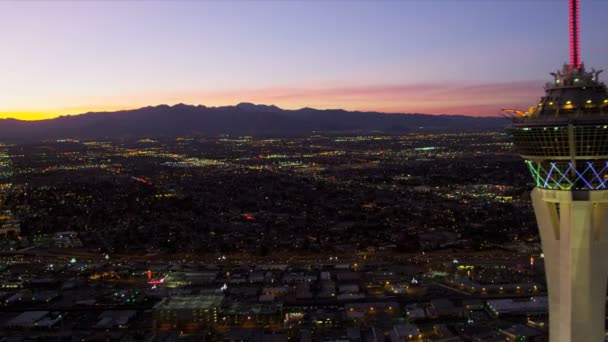 Aerial illuminated view Las Vegas Strip — Stock Video