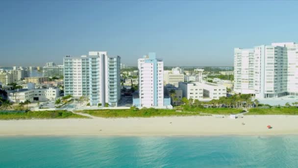 Aerial view Miami Beach hotels, USA — Stock Video