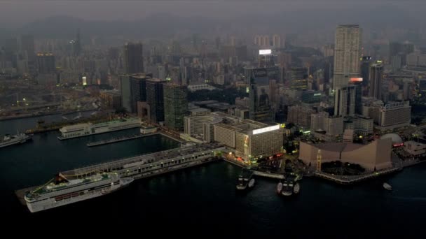 Vue Aérienne Sur Le Terminal Océan, Kowloon, Hong Kong — Video