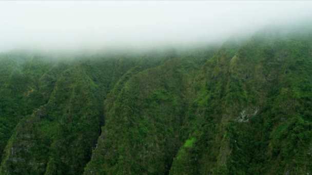 Falésias vulcânicas envoltas em nuvens — Vídeo de Stock