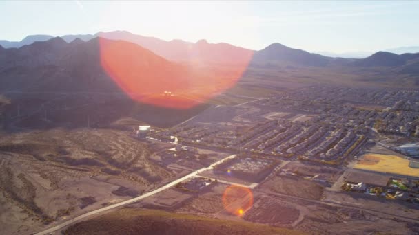 Aerial landscape view desert communities — Stock Video