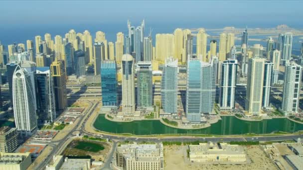 Luchtfoto van jumeirah lake towers, dubai — Stockvideo