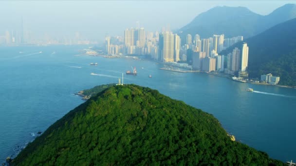 Vista aérea del Bajo Hong Kong — Vídeos de Stock