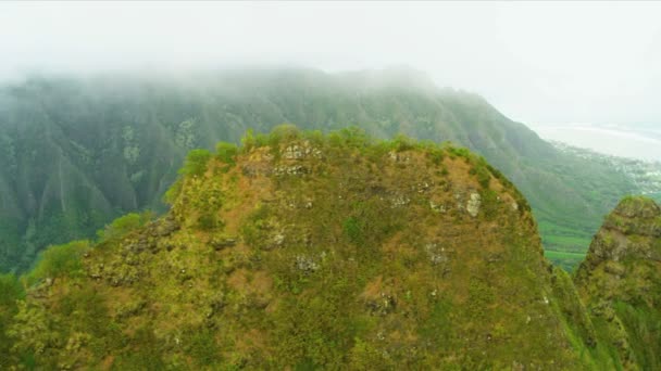 Vista aérea del paisaje crestas de lava volcánica, Hawai — Vídeos de Stock