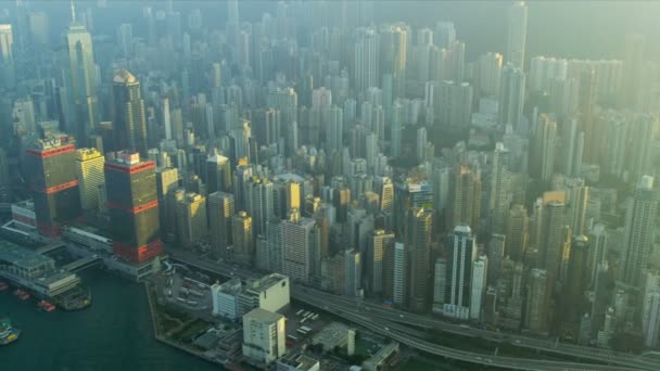 Nave de contenedores con vista aérea Hong Kong — Vídeos de Stock