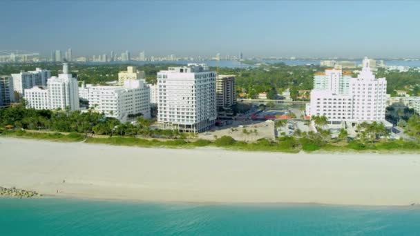 Vista aerea Miami Beach resort alberghi — Video Stock
