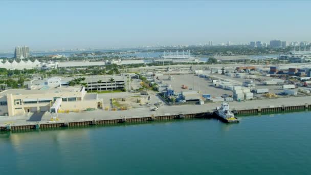 Internationell sjöfart containerhamn i Miami — Stockvideo