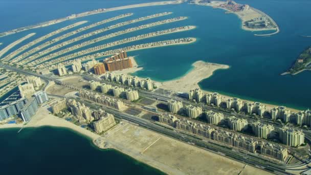 空中的黄金地段，朱美拉棕榈岛，迪拜 — 图库视频影像