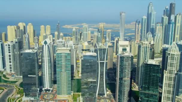 Luchtfoto van jumeirah lake towers, dubai — Stockvideo