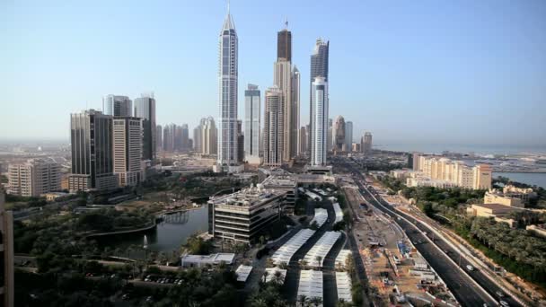 Skyscrapers on Sheikh Zayed Road downtown in Dubai — Stock Video