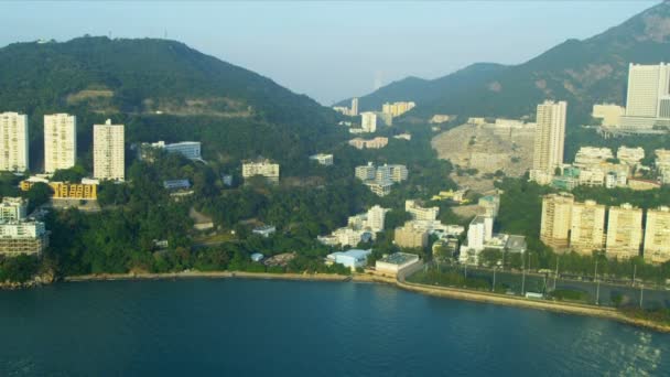 Вид с воздуха на остров Сэнди-Бей-Гонконг — стоковое видео